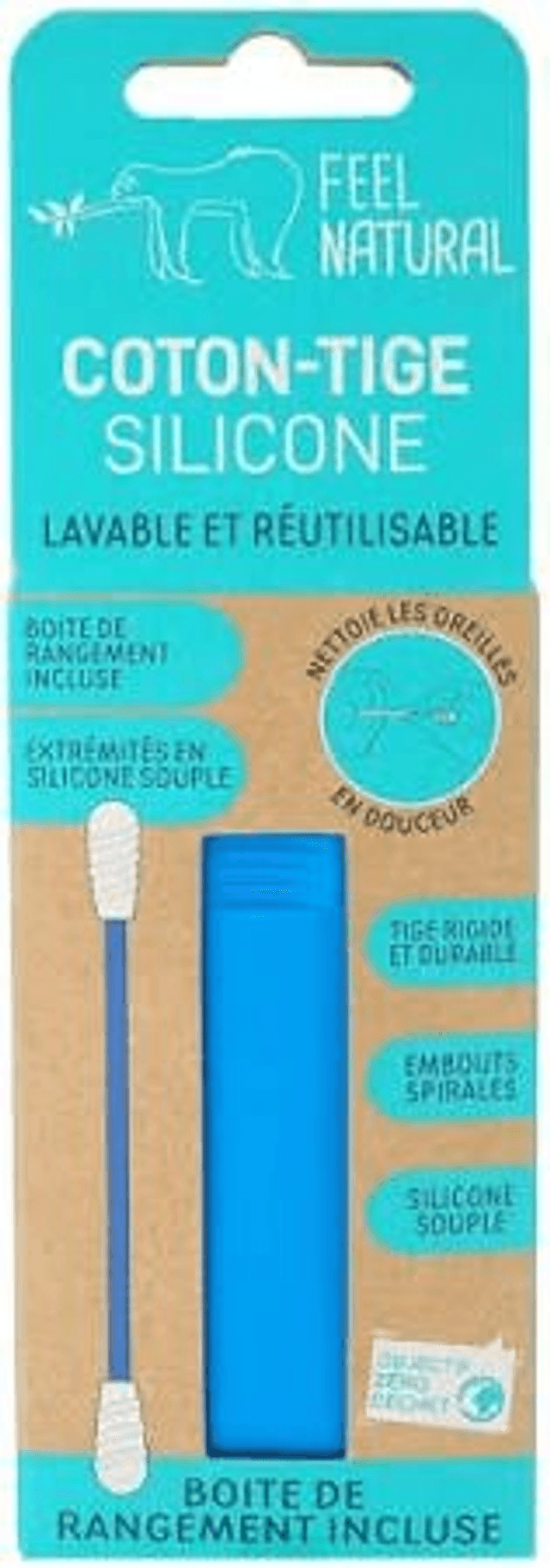Coton-tige silicone lavable et réutilisable