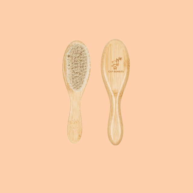 Brosse à cheveux bébé en bambou et poils de chèvre 